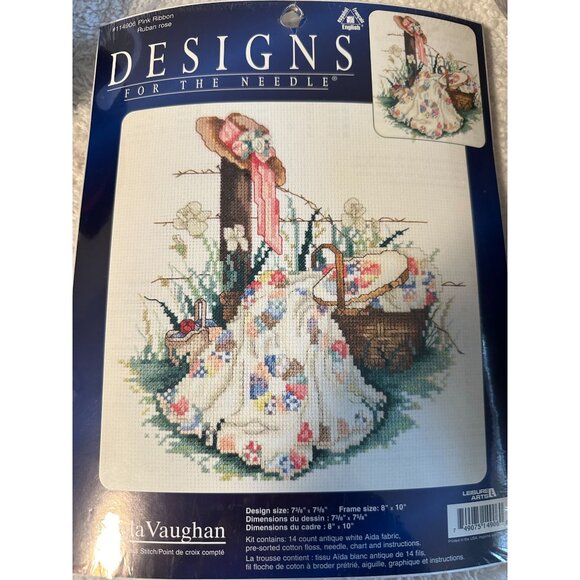 Designs For The Needle Paula Vaughan Cross Stitch Kit Pink Ribbon Rose - Picture 1 of 3